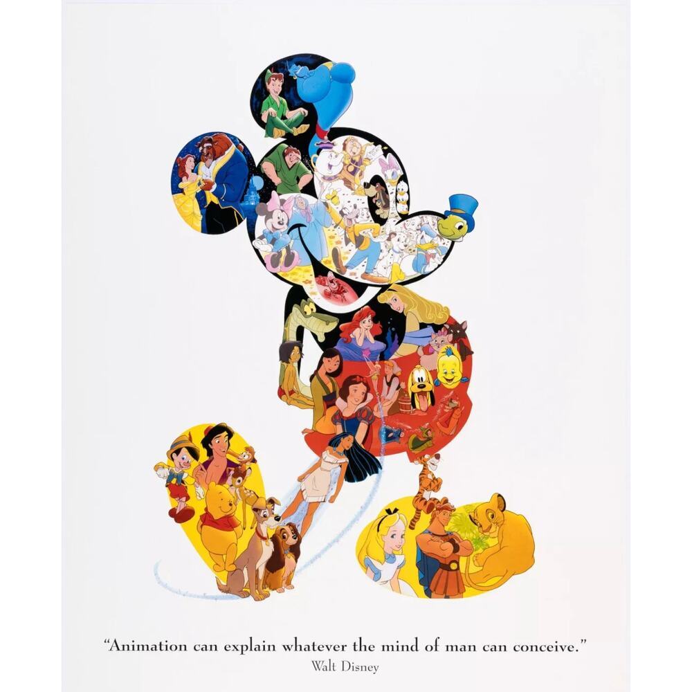 Disney Mickey Mouse Collage Walt Disney Quote Vintage Poster D938